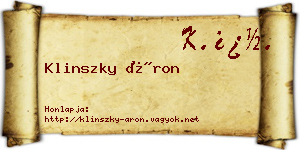 Klinszky Áron névjegykártya